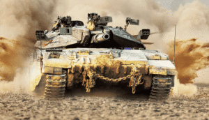 Army Tank in Rugged Terrain