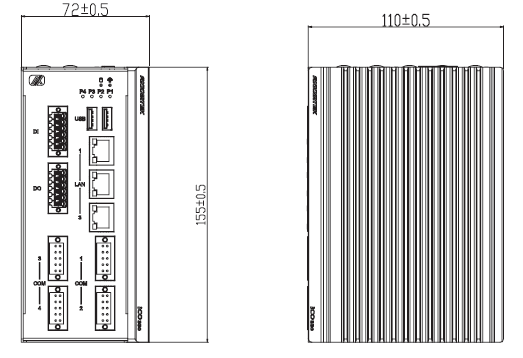 AES330 - Fanless System 3 fanless computer diagram