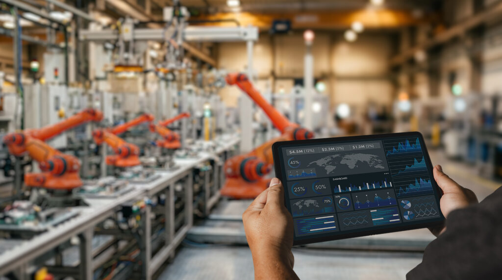 Tablet being used in a factory